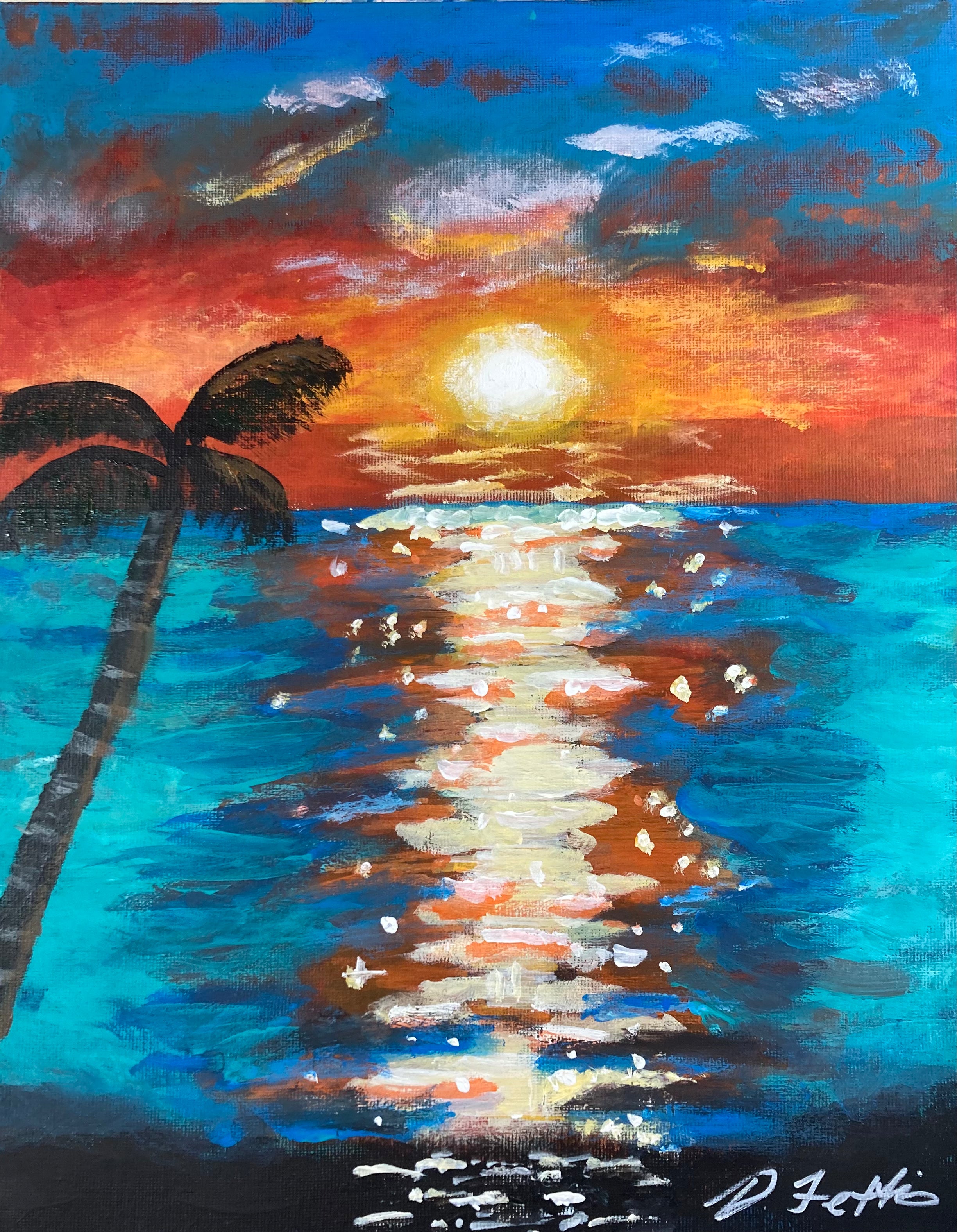 Teal Sunset – Digital Art Print